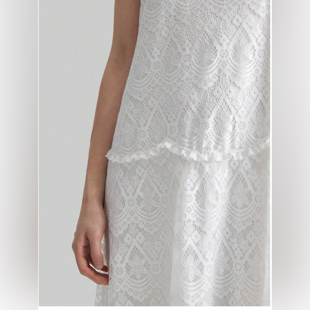 Elegant Bohemian Sleeveless Lace Long Dress White - Picture 3 of 11